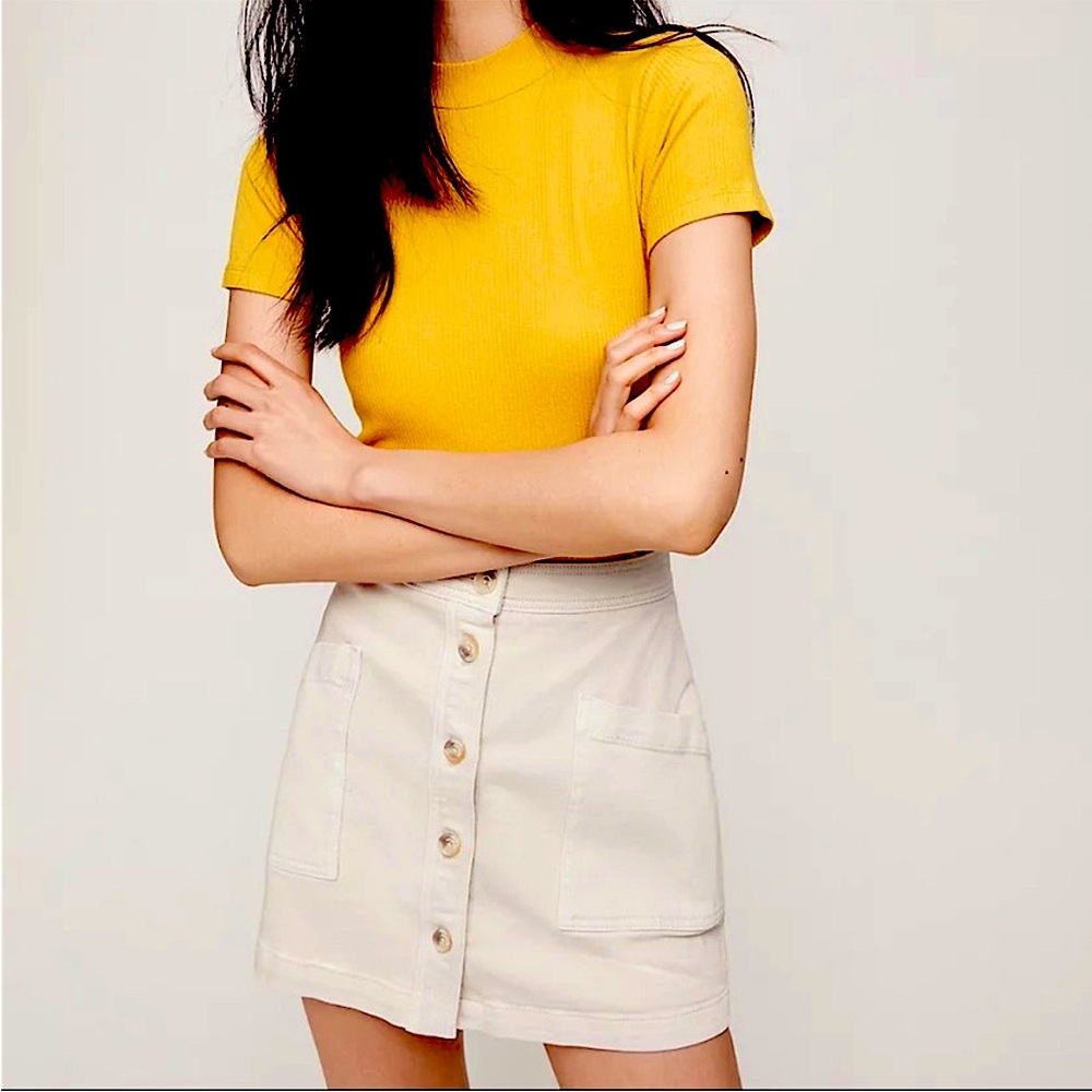 ARITZIA Wilfred Free Nadia Button Front Light Beige Skirt Size 4